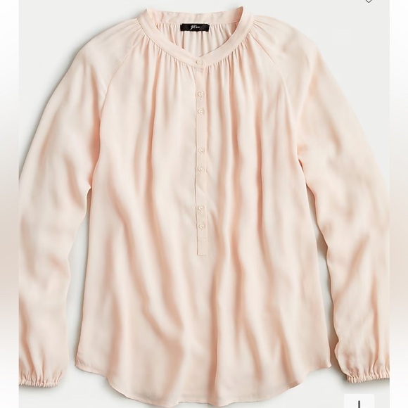 J. Crew Long-sleeve drapey popover top cream off white size Large - Picture 1 of 8